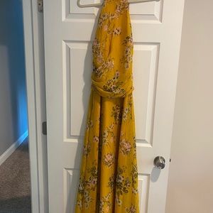 Asos yellow floral halter maxi dress